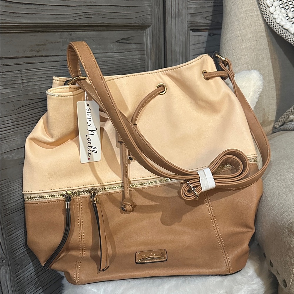 Simply Noelle Two-Tone Tan and Cream Shoulder Bag